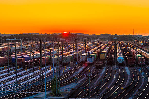 Freight Trains, Waggons and Railways in the sunset