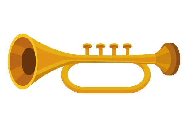 Vector illustration of golden trumpet kids toy