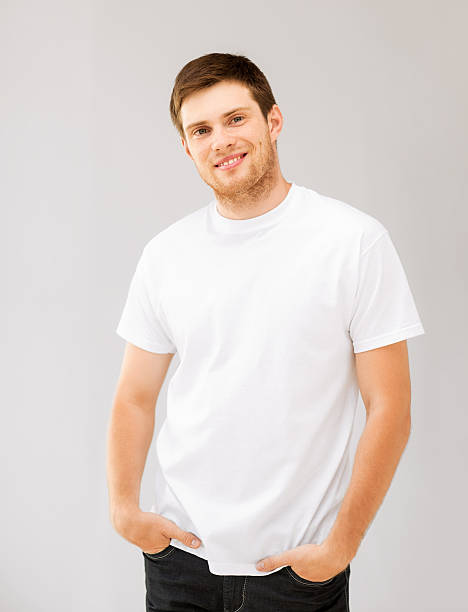 istock smiling man in blank white t-shirt 187093770