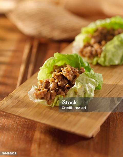 Asian Lettuce Wrap With Minced Chicken And Seasonings Stock Photo - Download Image Now