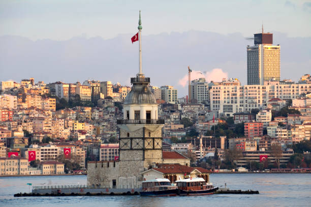 maiden's tower istanbul turkey - antique signs obrazy zdjęcia i obrazy z banku zdjęć