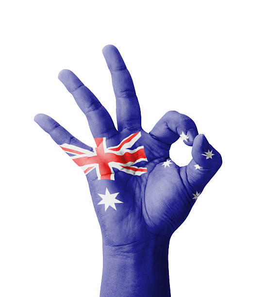 istock Hand making Ok sign, Australia flag painted 187095436
