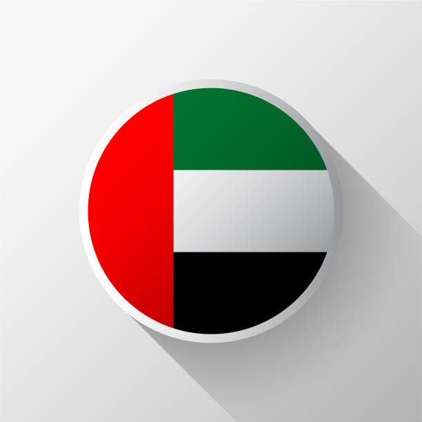 креативный круглый значок флага объединенных арабских эмиратов - united arab emirates flag circle united arab emirates flag stock illustrations