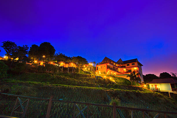 at a luxury  resort at night, dawn time Resort and house