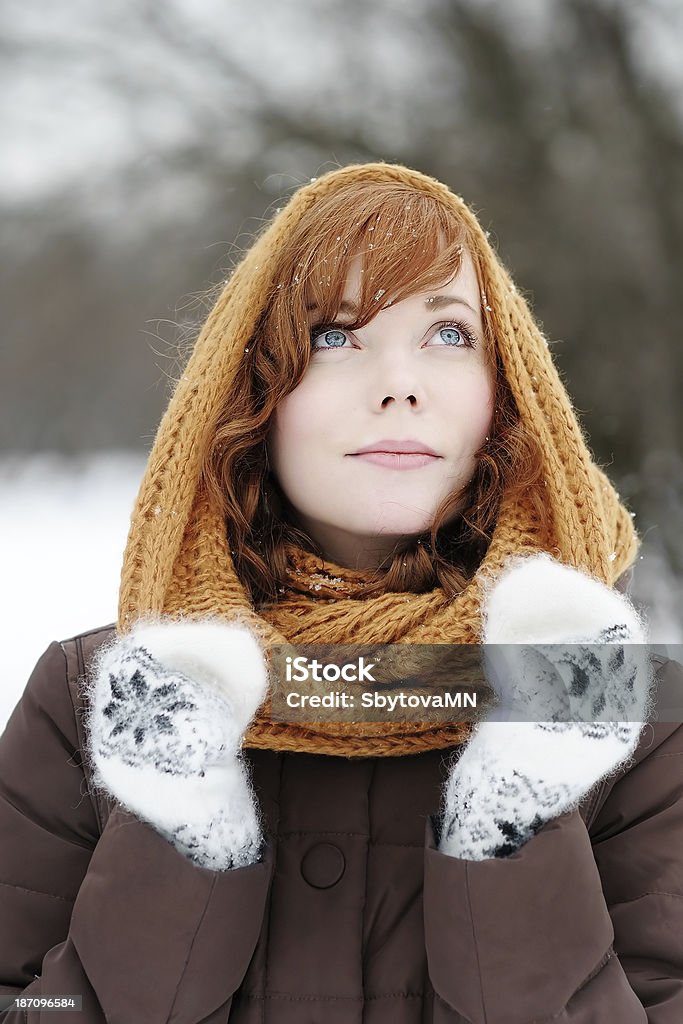 Outdoors portrait of young beautiful woman Outdoors portrait of young beautiful woman in winter Adult Stock Photo