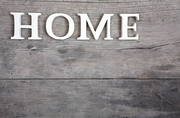 istock Home sign on old wood 187096685