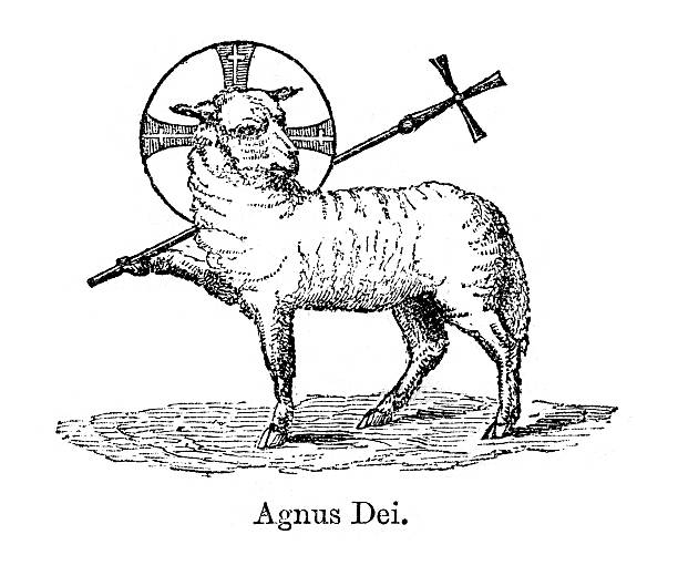 Agnus Dei Vintage engraving showing Agnus Dei (Lamb of God) ,1864 agnus dei stock illustrations