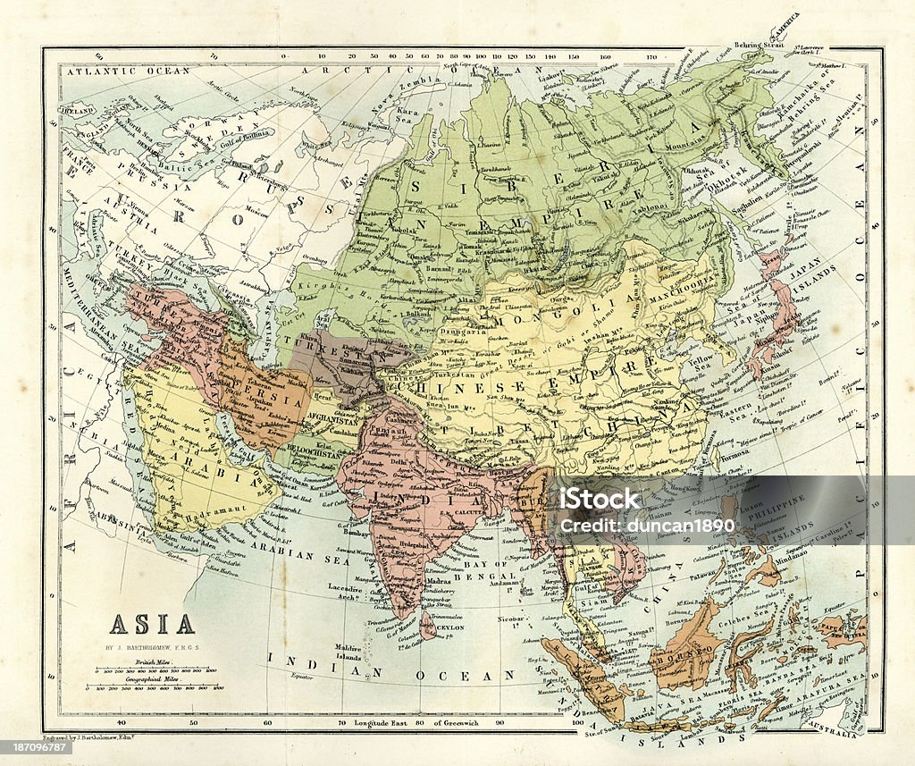Mapa antigo de Ásia - Royalty-free Mapa Ilustração de stock