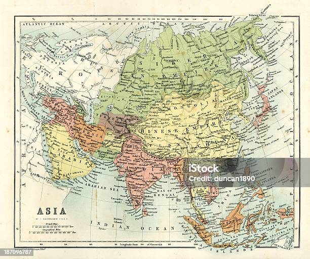 Mapa Antigo De Ásia - Arte vetorial de stock e mais imagens de Mapa - Mapa, Antigo, Passado