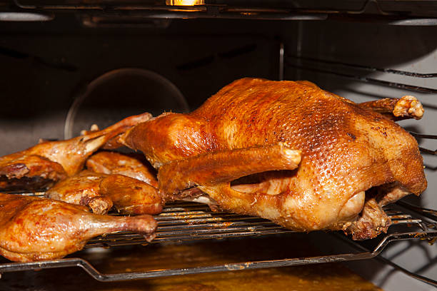 asado pavo de navidad - martinsgans fotografías e imágenes de stock