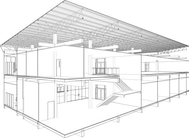 istock 3D illustration of building project 1870974307