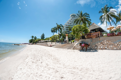 A Tropical Beach Resort With Palm Trees In Hua Hin, Thailand