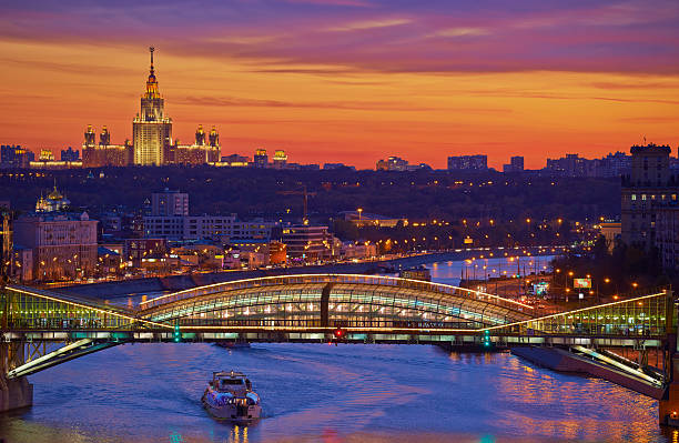 Moscow skyline  at dusk.