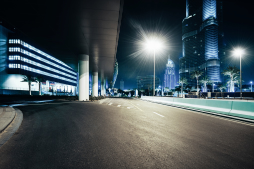 Dubai skyscrapers nightshot