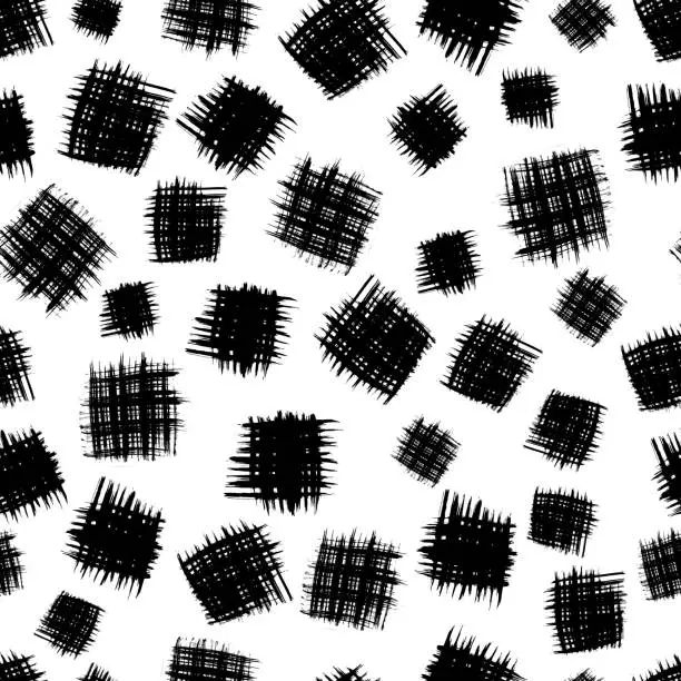 Vector illustration of Seamless pattern with black brush stroke in square form