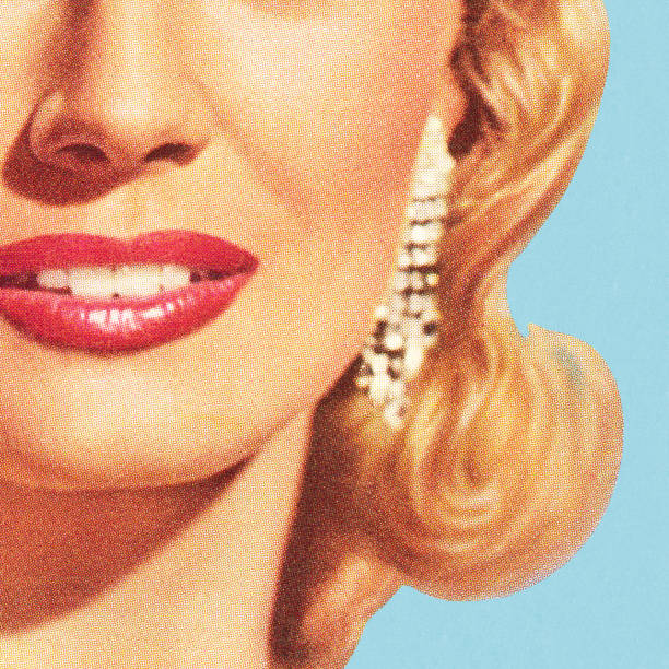 Close up of Woman's Face Close up of Woman's Face vintage women stock illustrations