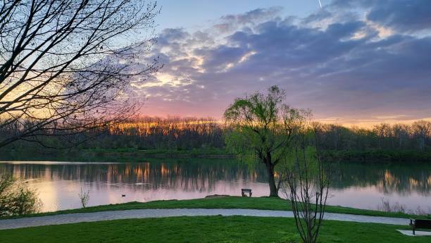 istock Morning sunrise landscape with reflection 1871021940
