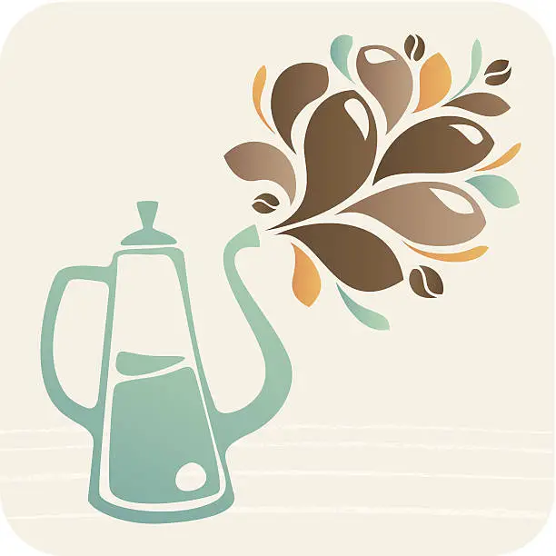 Vector illustration of Coffee teapot with ornament