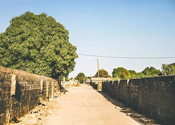 Empty street of African town.