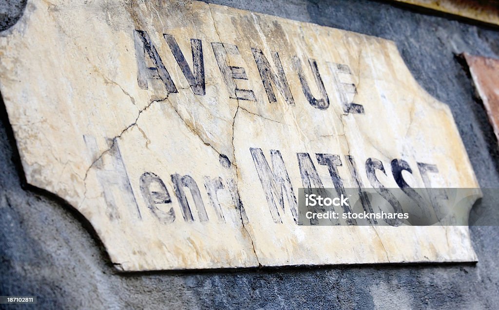 Avenue Henri Matisse An old painted street sign in the south of France, named after the renown French artist, Henri Matisse. He spent much of his later life, living and painting in the south. Henri Matisse Stock Photo