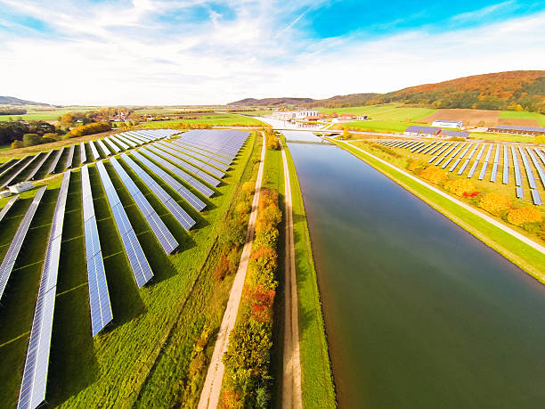 aerial view of solar power station