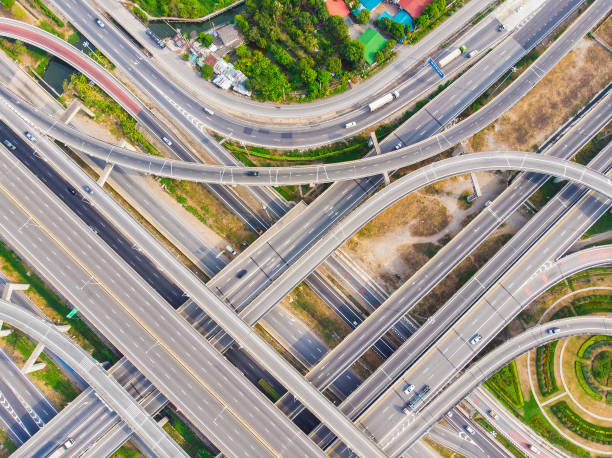istock Intersection overpass transport road sunny day in city 1871039793