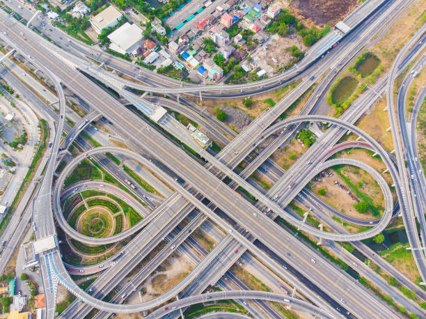 istock Intersection overpass transport road sunny day in city 1871039794