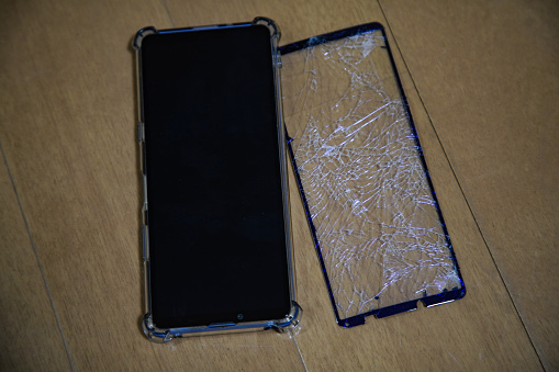 Broken smartphone protective film