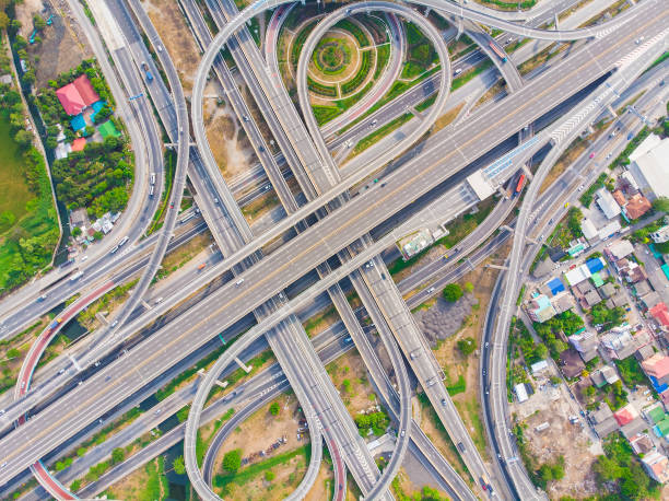 istock Intersection overpass transport road sunny day in city 1871046568