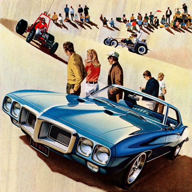 ilustraciones, imágenes clip art, dibujos animados e iconos de stock de coche azul sobre dunas de arena - sport go cart go carting sports race