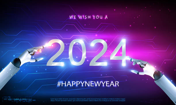 istock 2024 Happy New Year AI finger touching and pointing on a virtual screen 2024 1871063161