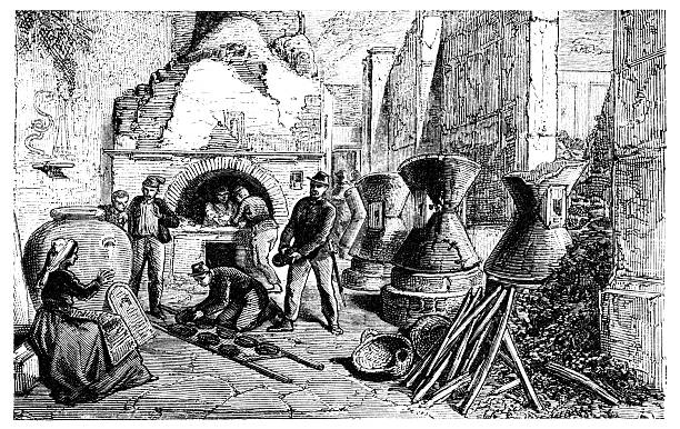 19th century engraving of a bakery 19th century engraving of a bakery, photographed from a book  titled 'Italian Pictures Drawn with Pen and Pencil' published in London ca. 1870.  Copyright has expired on this artwork. Digitally restored. flour mill stock illustrations