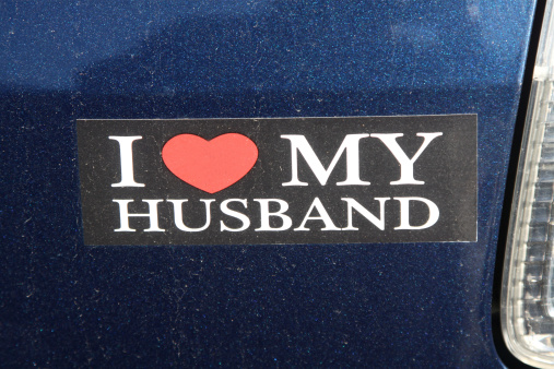 Bumper sticker about a woman and a man