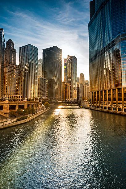 istock Chicago cityscape and river 187107874