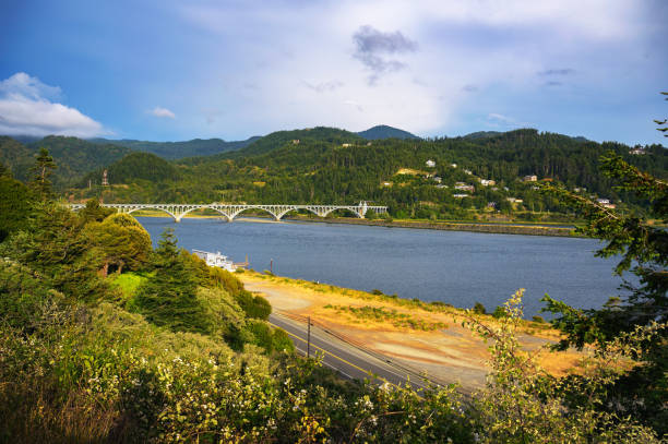 Isaac Lee Patterson Bridge, also known as the Rogue River Bridge located in Gold Beach, Oregon, USA