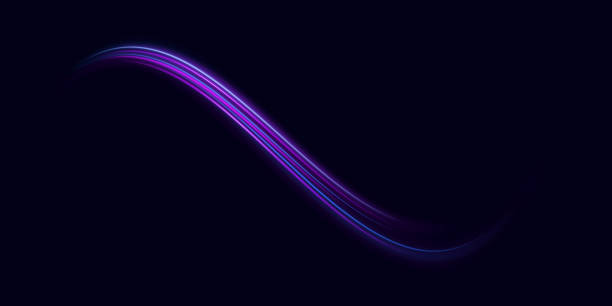 istock Light trail wave effect. Abstract motion lines, glowing headlights and optical fiber, PNG glow curve swirl, road car headlights and glowing white speed lines on a swirl light on the road. 1871082706