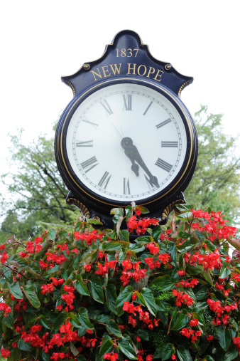 Clock at New Hope township hall, Pennsylvania, USA