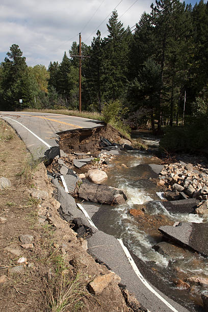 istock Flooded Left Hand Creek washes out road Boulder Colorado 187108709
