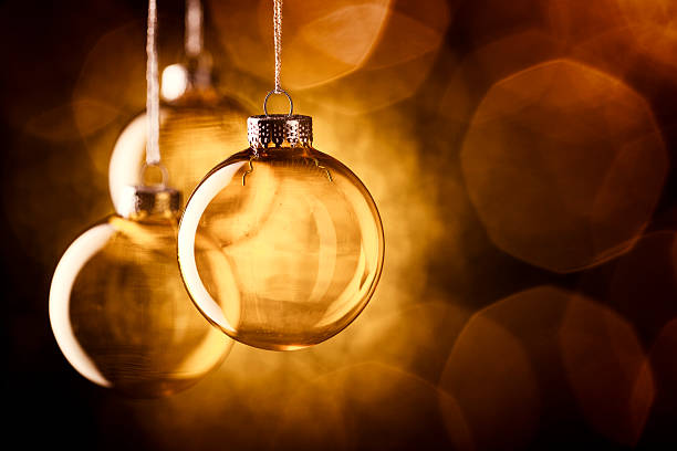 Christmas ball yellow New Year's Eve bauble wintertime decoration glossy sphere hanging adornment classic. Traditional winter ornament happy holidays Merry Xmas symbol blank round. 3d render isolated