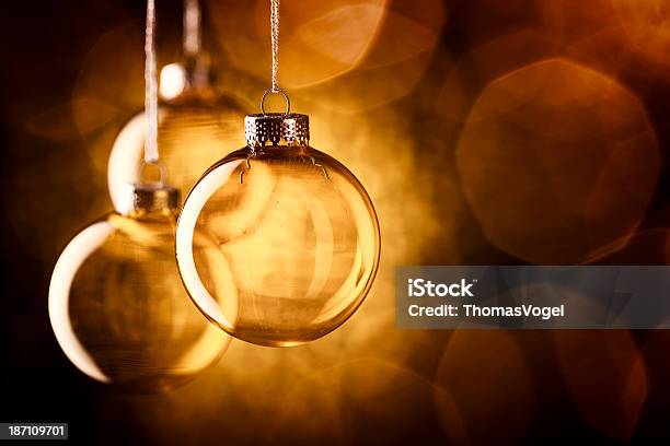 Christmas Lights Baubles Defocused Ornament Stock Photo - Download Image Now - Christmas Ornament, Glass - Material, Gold - Metal