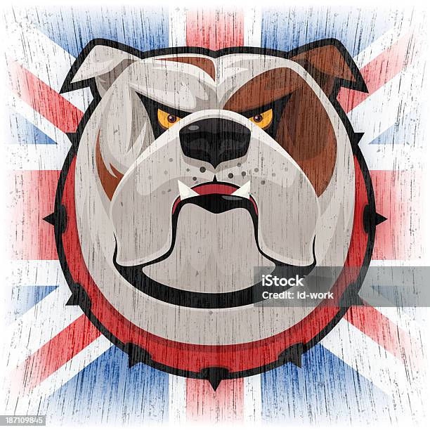Bulldog Head With Uk Flag Stock Illustration - Download Image Now - English Bulldog, Cartoon, Aggression