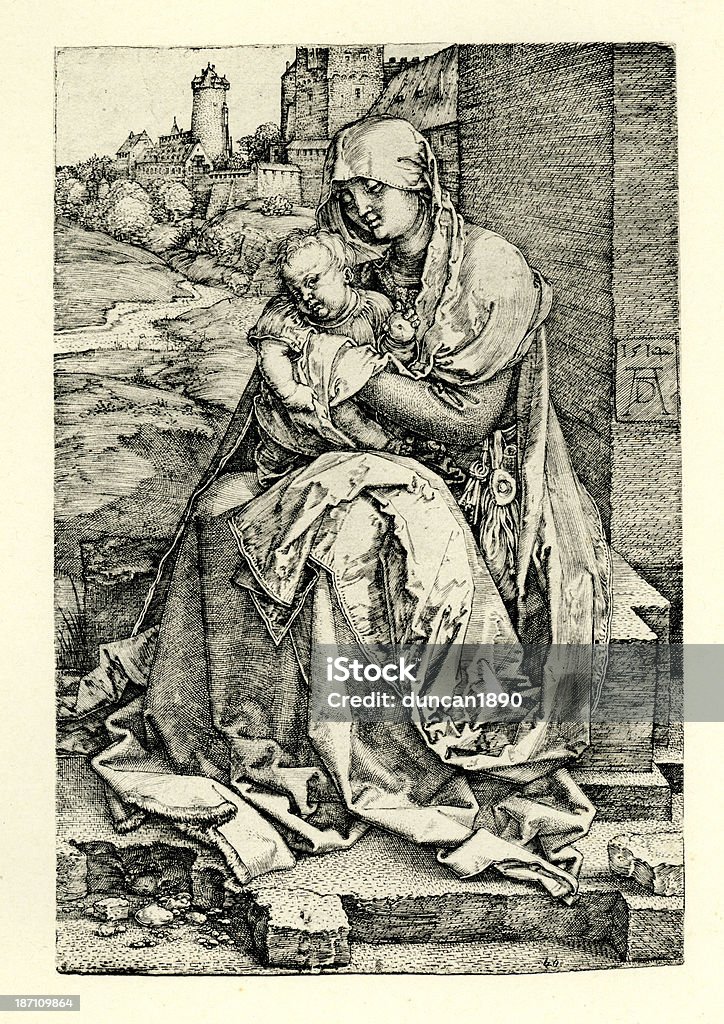 Vergine Maria e Gesù bambino - Illustrazione stock royalty-free di Albrecht Durer