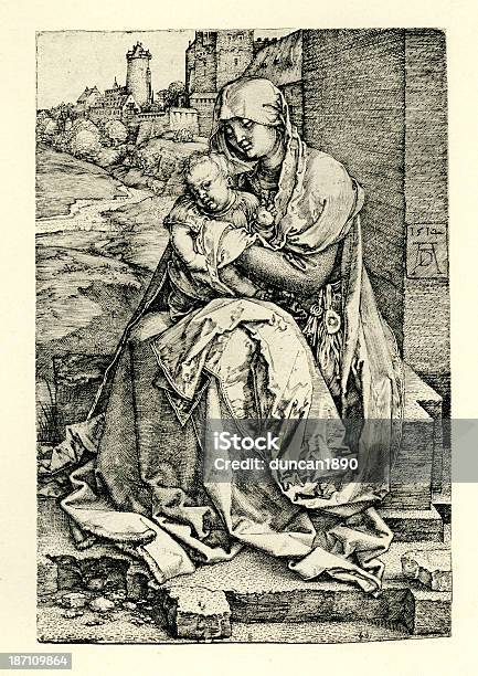 Virgem Maria E O Bebê Jesus - Arte vetorial de stock e mais imagens de Albrecht Durer - Albrecht Durer, Antigo, Antiguidade