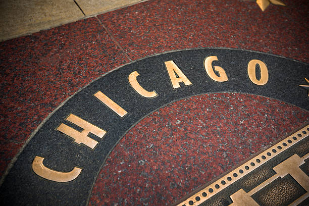 istock Chicago city sign on the sidewalk 187110399