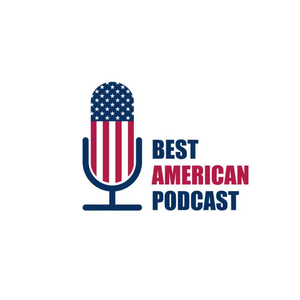Vector illustration of USA podcast microphone