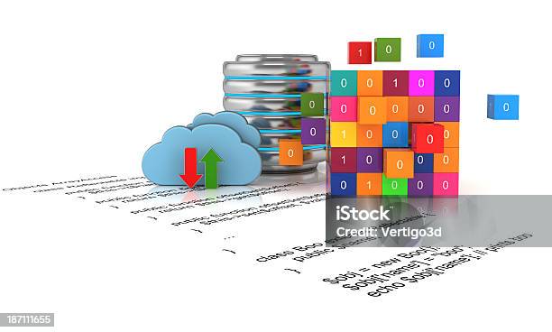 Foto de Abstrato Programm Código e mais fotos de stock de Banco de dados - Banco de dados, Complexidade, Fundo Branco