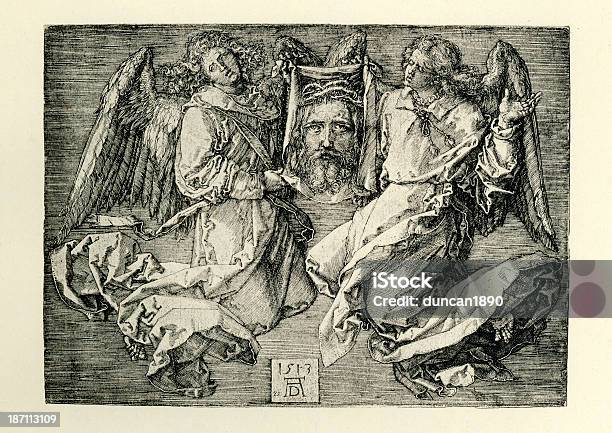 Sudarium Displayed By Two Angels Stock Illustration - Download Image Now - 16th Century, 16th Century Style, Albrecht Durer
