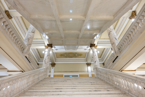 KAZAN, REPUBLIC TATARSTAN, RUSSIA - March 18, 2014: Interior of one of the greatest and reverent mosques of Qolsharif