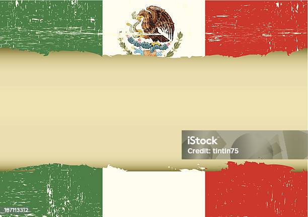 Bandiera Messicana Graffiate - Immagini vettoriali stock e altre immagini di Bandiera del Messico - Bandiera del Messico, Sfondi, Lacerato
