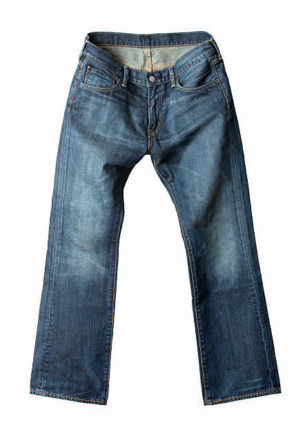 istock Hanging new blue jeans isolated 187113637